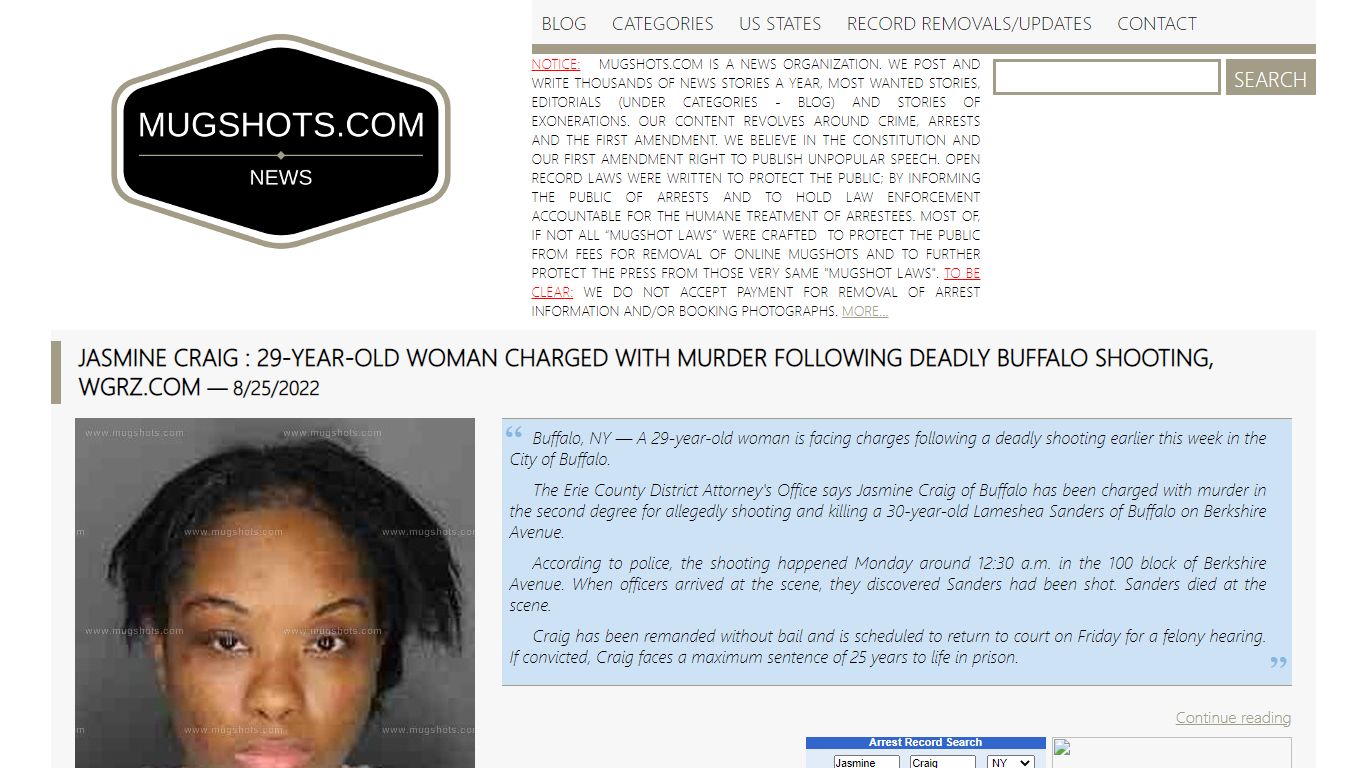 Best search engine for True crime stories | Mugshots.com